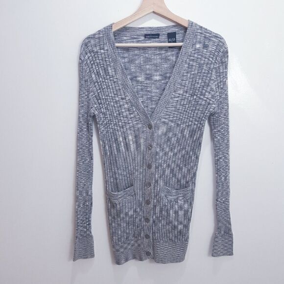 Moda International 100% Cotton Long Gray Cardy - Picture 1 of 10